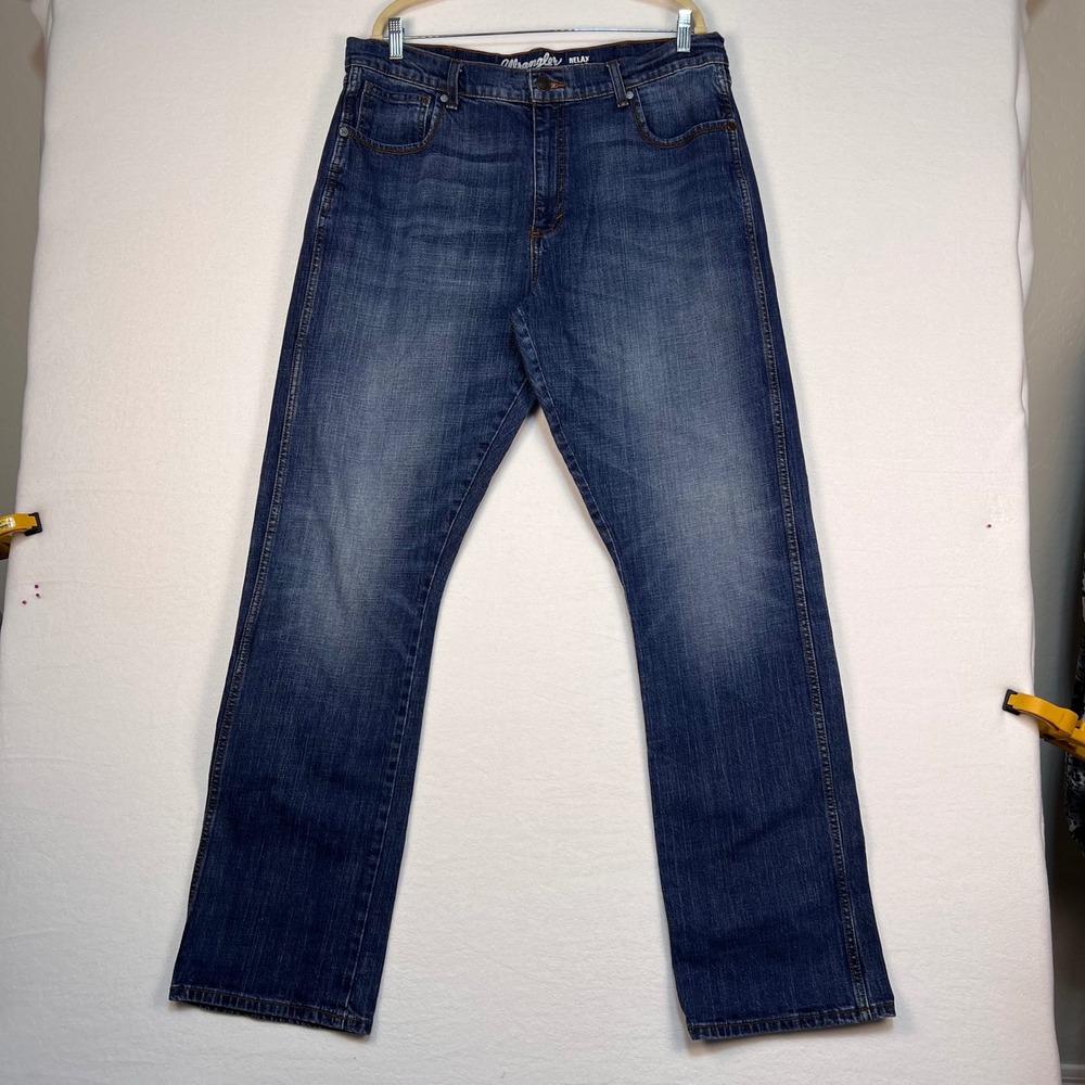 Wrangler Retro Relax Boot Jeans Mens 38x36 (38x35) Stretch Med Wash Western TALL